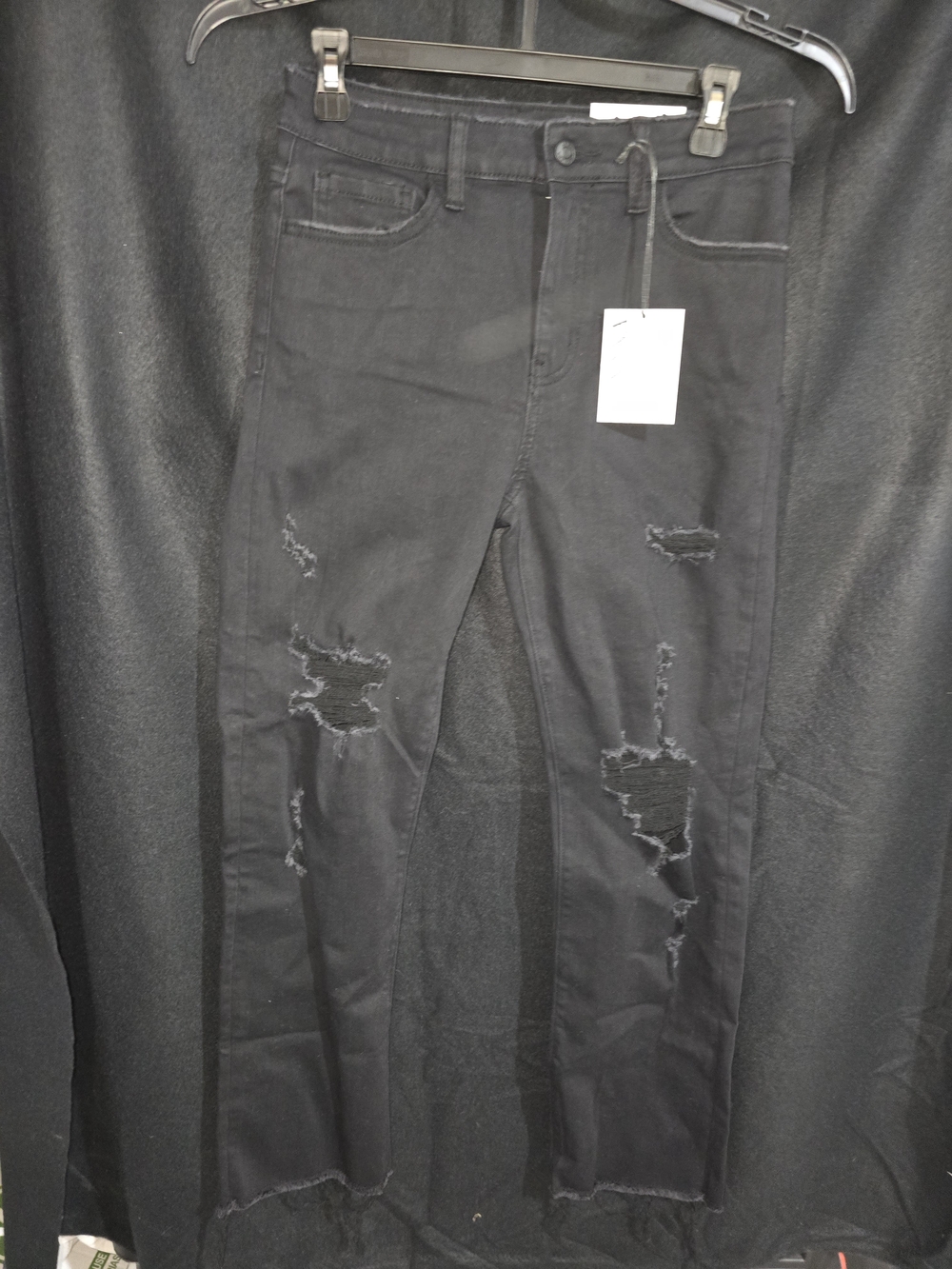 Zenana Outfitters Black Distressed Straight Jeans